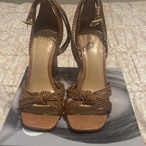 Jennifer Lopez Brown Braided Heels